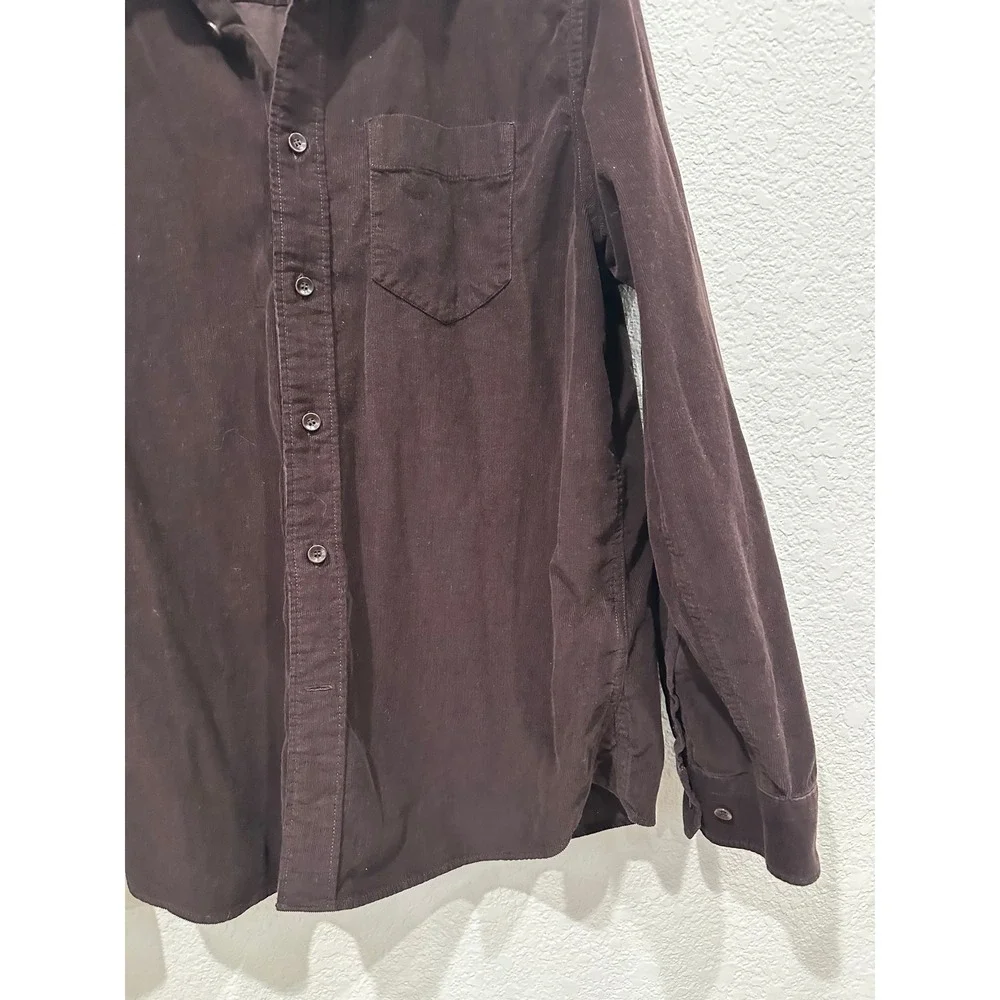 Banana Republic Mens Large Brown Corduroy Button Down Shirt Standard Fit Cotton